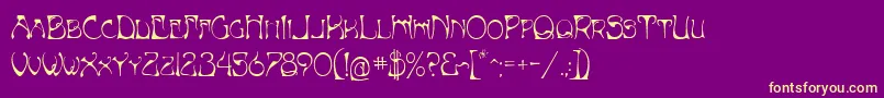 ArtNouveauBistroРЎap-fontti – keltaiset fontit violetilla taustalla