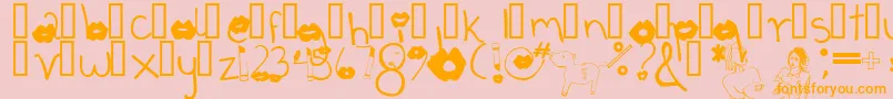 フォントCoffeetalk1 – オレンジの文字がピンクの背景にあります。