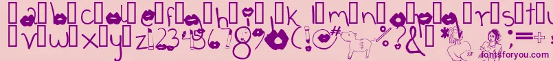 Coffeetalk1-fontti – violetit fontit vaaleanpunaisella taustalla