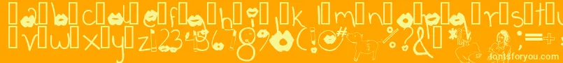 Coffeetalk1-Schriftart – Gelbe Schriften auf orangefarbenem Hintergrund