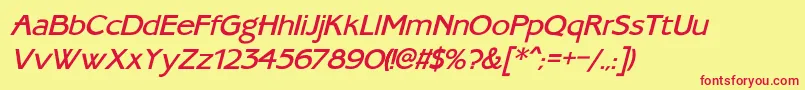 AmbassadoretypeItalic Font – Red Fonts on Yellow Background