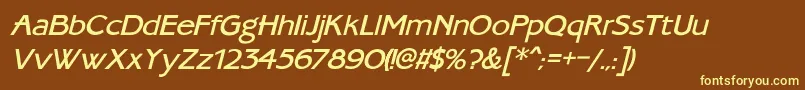 AmbassadoretypeItalic Font – Yellow Fonts on Brown Background