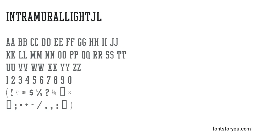 Schriftart IntramuralLightJl – Alphabet, Zahlen, spezielle Symbole