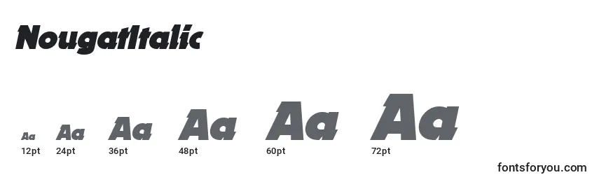 Размеры шрифта NougatItalic