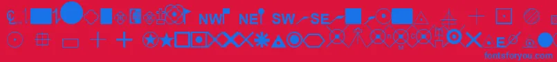 EsriSurveyor-Schriftart – Blaue Schriften auf rotem Hintergrund