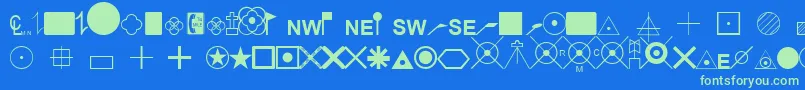 EsriSurveyor Font – Green Fonts on Blue Background