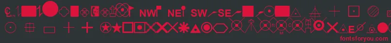 EsriSurveyor-Schriftart – Rote Schriften auf schwarzem Hintergrund