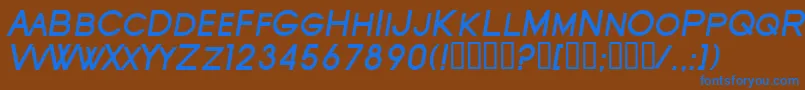 Czcionka SfOldRepublicScBoldItalic – niebieskie czcionki na brązowym tle