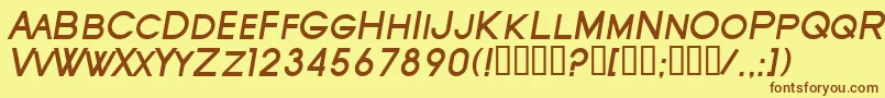 SfOldRepublicScBoldItalic-fontti – ruskeat fontit keltaisella taustalla