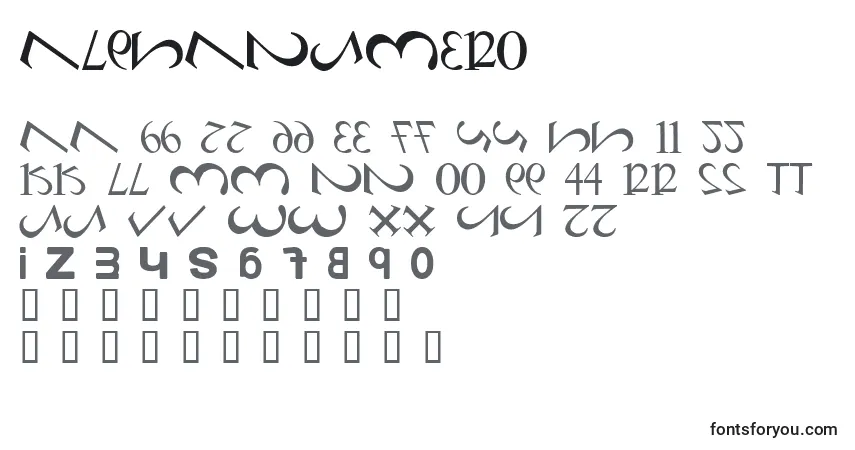 Schriftart AlphaNumero – Alphabet, Zahlen, spezielle Symbole