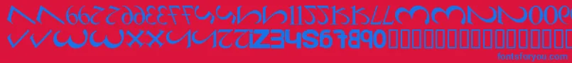 AlphaNumero-fontti – siniset fontit punaisella taustalla