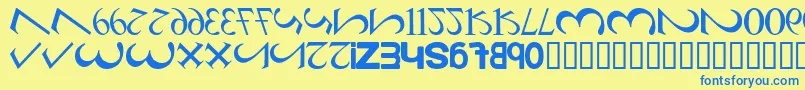Więcej informacji o czcionce AlphaNumero Czcionka AlphaNumero – niebieskie czcionki na żółtym tle