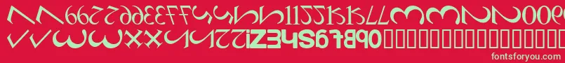 フォントAlphaNumero – 赤い背景に緑の文字