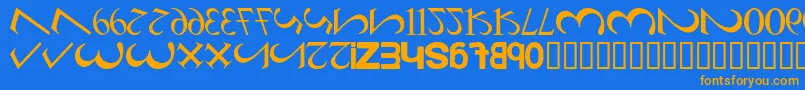 AlphaNumero Font – Orange Fonts on Blue Background