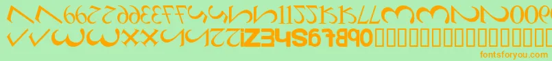 AlphaNumero Font – Orange Fonts on Green Background