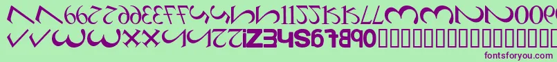 AlphaNumero-Schriftart – Violette Schriften auf grünem Hintergrund