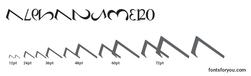 Größen der Schriftart AlphaNumero