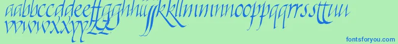 フォントKilligraphy – 青い文字は緑の背景です。