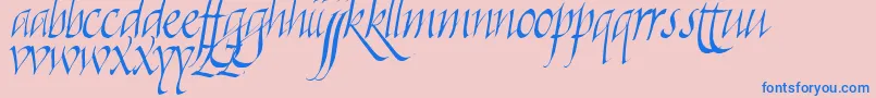 Killigraphy-Schriftart – Blaue Schriften auf rosa Hintergrund