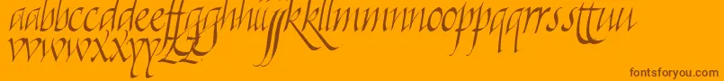 Killigraphy-Schriftart – Braune Schriften auf orangefarbenem Hintergrund