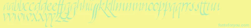 Killigraphy-Schriftart – Grüne Schriften auf gelbem Hintergrund