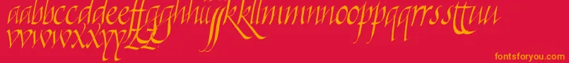 Killigraphy-Schriftart – Orangefarbene Schriften auf rotem Hintergrund