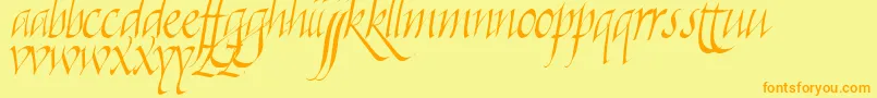 Killigraphy-Schriftart – Orangefarbene Schriften auf gelbem Hintergrund