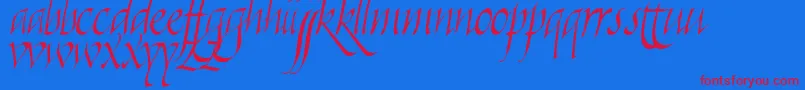 Killigraphy-Schriftart – Rote Schriften auf blauem Hintergrund