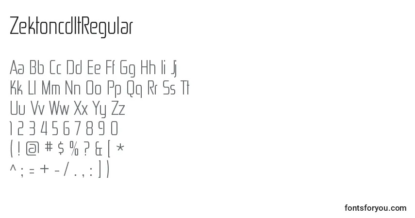 Schriftart ZektoncdltRegular – Alphabet, Zahlen, spezielle Symbole