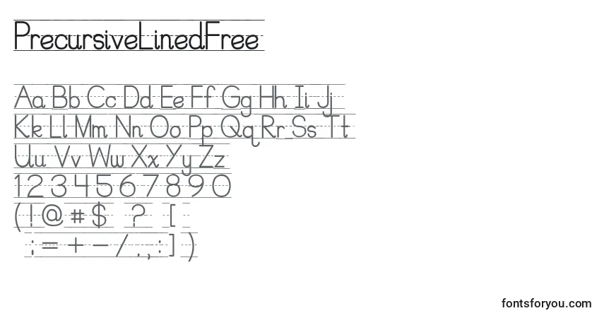 Fuente PrecursiveLinedFree - alfabeto, números, caracteres especiales