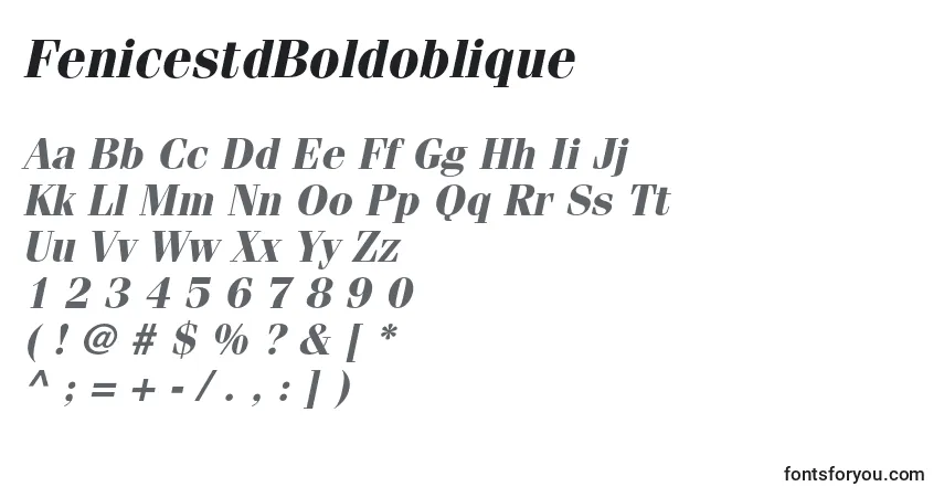 A fonte FenicestdBoldoblique – alfabeto, números, caracteres especiais