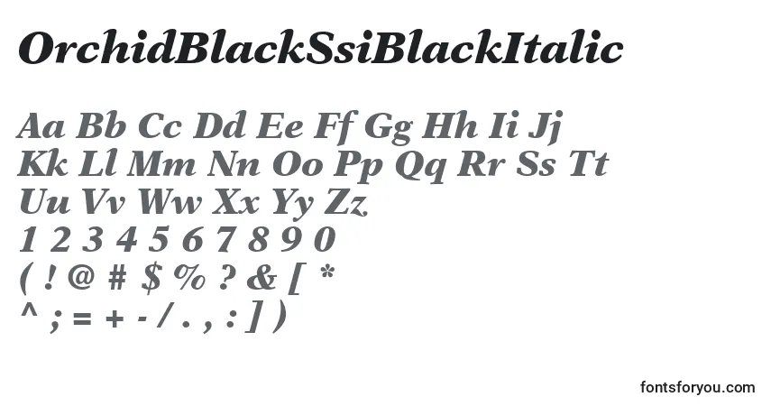 Шрифт OrchidBlackSsiBlackItalic – алфавит, цифры, специальные символы