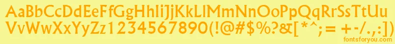 フォントAlbr55x – オレンジの文字が黄色の背景にあります。