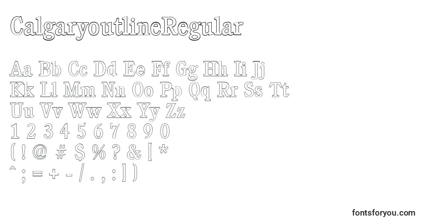 Шрифт CalgaryoutlineRegular – алфавит, цифры, специальные символы