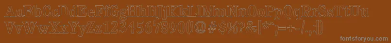 CalgaryoutlineRegular-Schriftart – Graue Schriften auf braunem Hintergrund