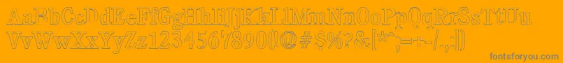 Weitere Informationen zur CalgaryoutlineRegular-Schriftart CalgaryoutlineRegular-Schriftart – Graue Schriften auf orangefarbenem Hintergrund