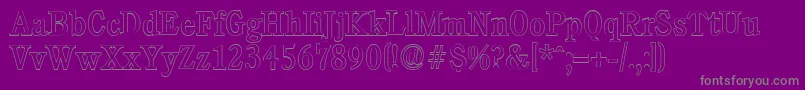 フォントCalgaryoutlineRegular – 紫の背景に灰色の文字