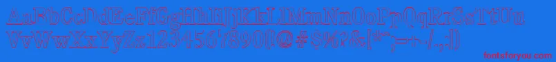 CalgaryoutlineRegular Font – Red Fonts on Blue Background