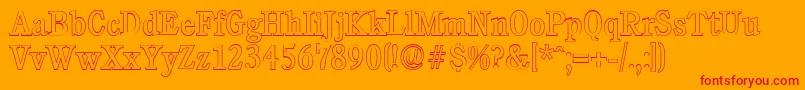 CalgaryoutlineRegular-Schriftart – Rote Schriften auf orangefarbenem Hintergrund