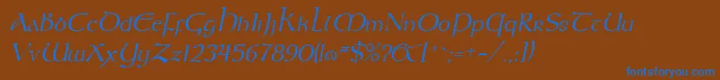 フォントKeltItalic – 茶色の背景に青い文字