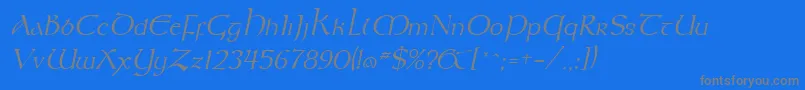 フォントKeltItalic – 青い背景に灰色の文字