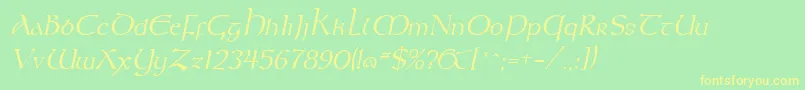 KeltItalic Font – Yellow Fonts on Green Background