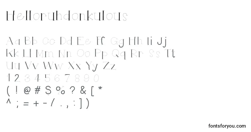 Czcionka Helloruhdonkulous – alfabet, cyfry, specjalne znaki
