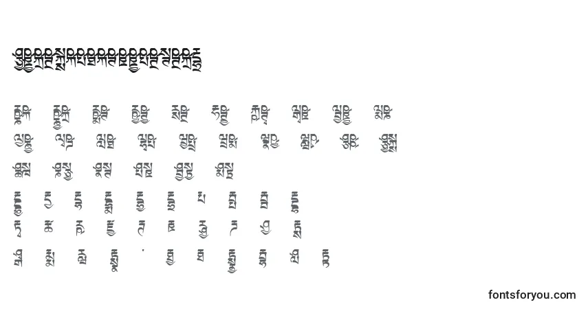 A fonte Tibetanmachineweb6 – alfabeto, números, caracteres especiais