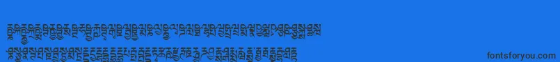 Tibetanmachineweb6-Schriftart – Schwarze Schriften auf blauem Hintergrund