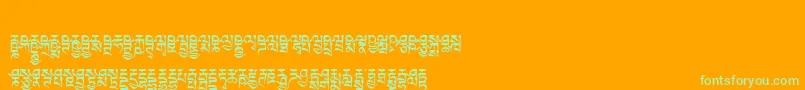 Tibetanmachineweb6-Schriftart – Grüne Schriften auf orangefarbenem Hintergrund