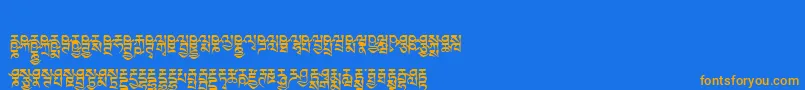 フォントTibetanmachineweb6 – オレンジ色の文字が青い背景にあります。