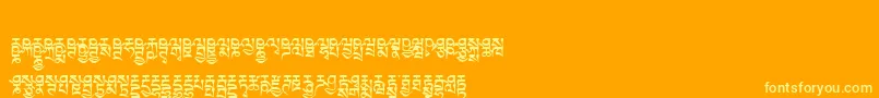 Tibetanmachineweb6-Schriftart – Gelbe Schriften auf orangefarbenem Hintergrund