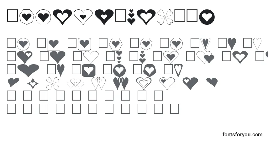 Schriftart HeartsFor3DFx – Alphabet, Zahlen, spezielle Symbole