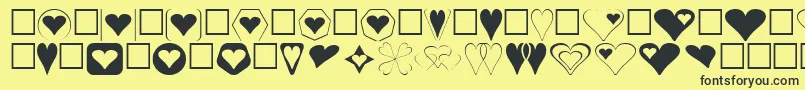 Шрифт HeartsFor3DFx – чёрные шрифты на жёлтом фоне
